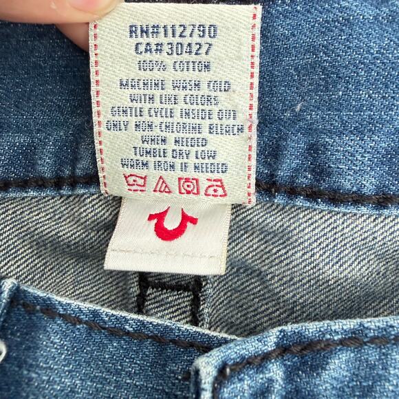 True Religion Jeans Men 34x33 Boot Cut Y2K Embroidered Stitch Flap Pocket USA Ma - Picture 7 of 9